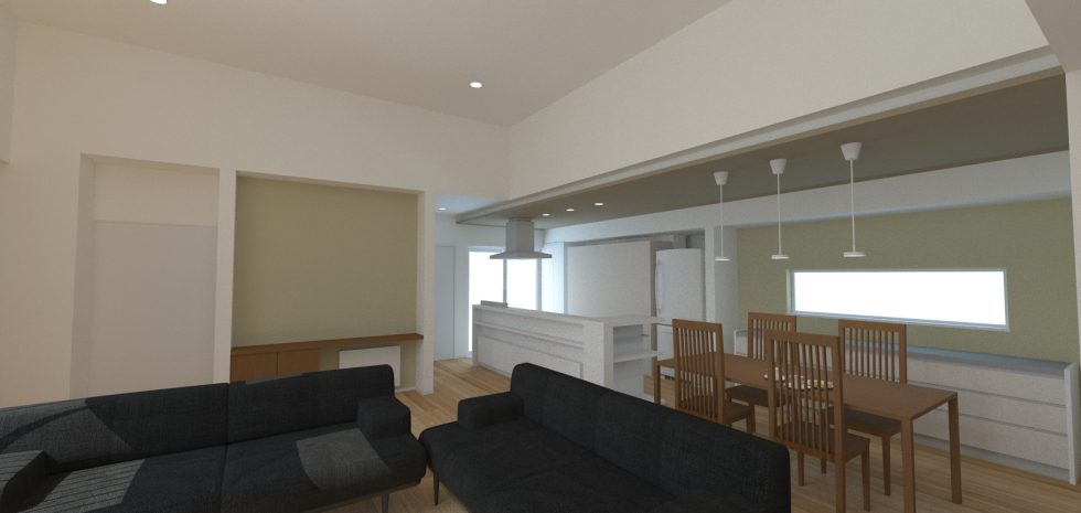 3D image of living room in Hokkaido