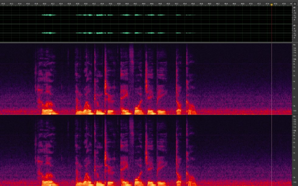 Audio file with noise before noise removal