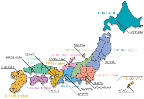 日本地図：北海道,青森,岩手,秋田,宮城,山形,福島,東京,神奈川,埼玉県,千葉,茨城,群馬,栃木,愛知,静岡,三重,岐阜,新潟,長野,山梨,石川,富山, 福井,大阪,京都,奈良,兵庫,滋賀,和歌山,岡山,広島,鳥取,山口,島根,愛媛, 徳島,高知,香川,福岡,佐賀,長崎,大分,熊本,宮崎,鹿児島,沖縄